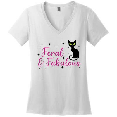 Feral & Fabulous Funny Women's V-Neck T-Shirt