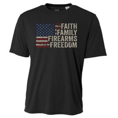 Faith Family Firearms & Freedom American Flag Pro God Guns Cooling Performance Crew T-Shirt