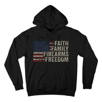 Faith Family Firearms & Freedom American Flag Pro God Guns Hoodie