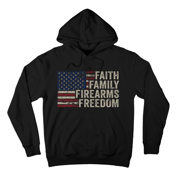 Faith Family Firearms & Freedom American Flag Pro God Guns Hoodie