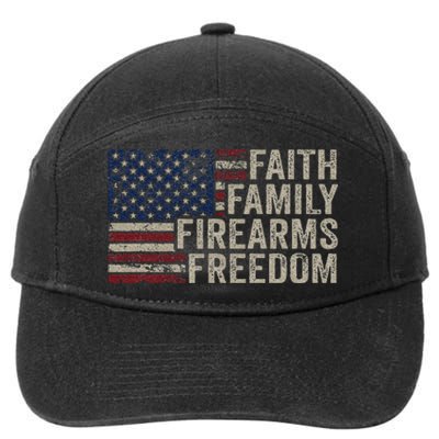 Faith Family Firearms & Freedom American Flag Pro God Guns 7-Panel Snapback Hat