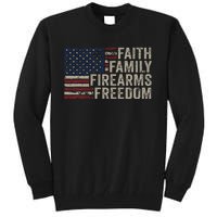 Faith Family Firearms & Freedom American Flag Pro God Guns Tall Sweatshirt