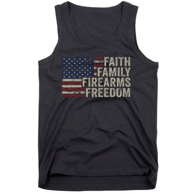 Faith Family Firearms & Freedom American Flag Pro God Guns Tank Top