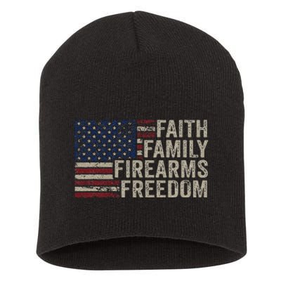 Faith Family Firearms & Freedom American Flag Pro God Guns Short Acrylic Beanie