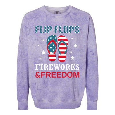 Flip Flops Fireworks And Freedom 4th Of July Colorblast Crewneck Sweatshirt