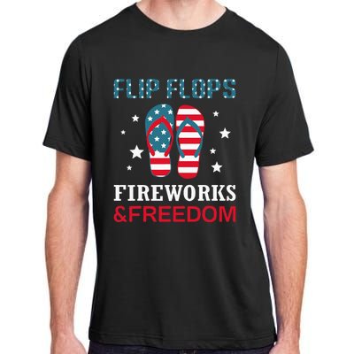 Flip Flops Fireworks And Freedom 4th Of July Adult ChromaSoft Performance T-Shirt