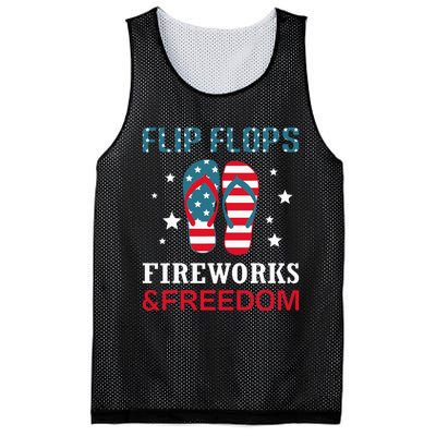 Flip Flops Fireworks And Freedom 4th Of July Mesh Reversible Basketball Jersey Tank