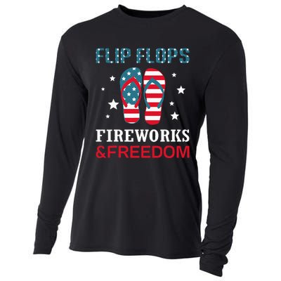 Flip Flops Fireworks And Freedom 4th Of July Cooling Performance Long Sleeve Crew