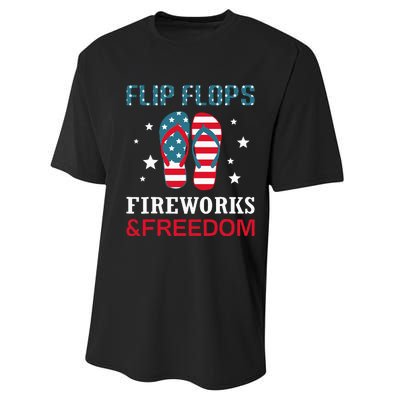 Flip Flops Fireworks And Freedom 4th Of July Performance Sprint T-Shirt