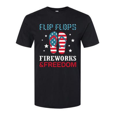 Flip Flops Fireworks And Freedom 4th Of July Softstyle CVC T-Shirt