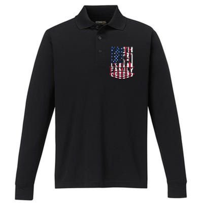 Faith Family Fishing Quotes American Flag Cool Gift Performance Long Sleeve Polo