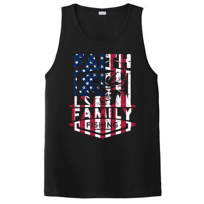 Faith Family Fishing Quotes American Flag Cool Gift PosiCharge Competitor Tank