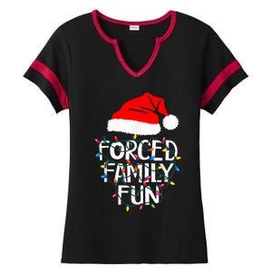 Forced Family Fun Sarcastic Christmas Funny Ladies Halftime Notch Neck Tee