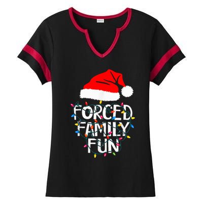 Forced Family Fun Sarcastic Christmas Funny Ladies Halftime Notch Neck Tee