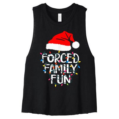 Forced Family Fun Sarcastic Christmas Funny Women's Racerback Cropped Tank