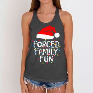 Forced Family Fun Sarcastic Christmas Funny Women's Knotted Racerback Tank