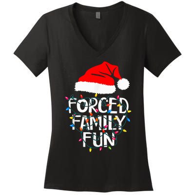 Forced Family Fun Sarcastic Christmas Funny Women's V-Neck T-Shirt