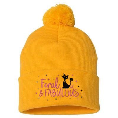 Feral & Fabulous Funny Pom Pom 12in Knit Beanie