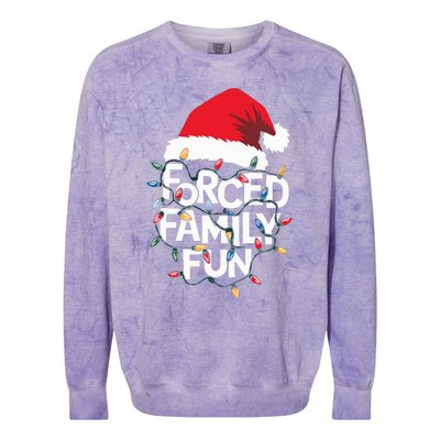 Forced Family Fun Sarcastic Christmas Pajamas Colorblast Crewneck Sweatshirt