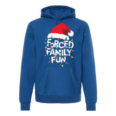 Forced Family Fun Sarcastic Christmas Pajamas Premium Hoodie