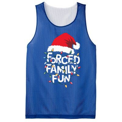 Forced Family Fun Sarcastic Christmas Pajamas Mesh Reversible Basketball Jersey Tank