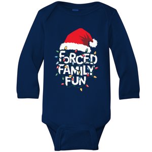 Forced Family Fun Sarcastic Christmas Pajamas Baby Long Sleeve Bodysuit