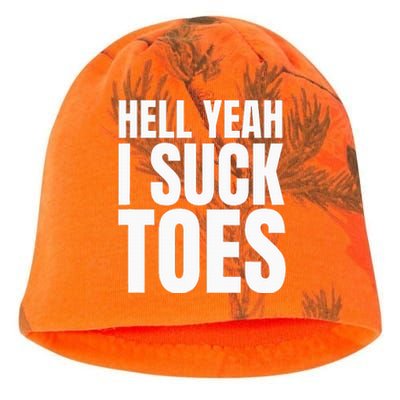 Funny Foot Fetish Sucking Toes Joke Hell Yeah I Suck Toes Kati - Camo Knit Beanie