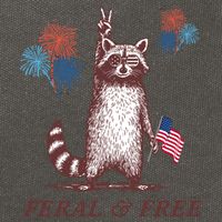 Feral & Free Funny Patriotic Racoon 4th July  Cotton Canvas Backpack