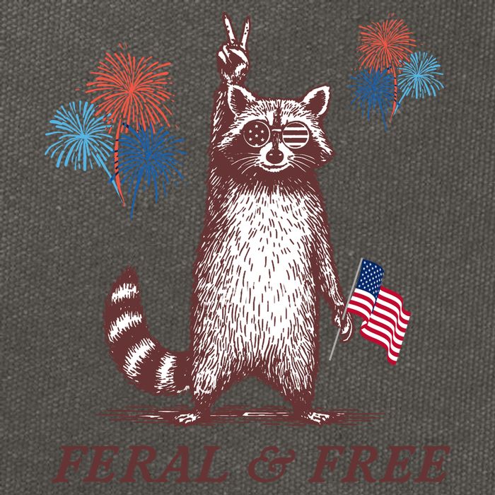 Feral & Free Funny Patriotic Racoon 4th July  Cotton Canvas Backpack