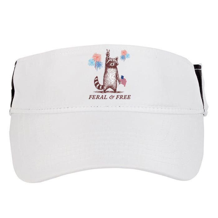 Feral & Free Funny Patriotic Racoon 4th July  Adult Drive Performance Visor