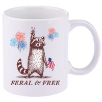 Feral & Free Funny Patriotic Racoon 4th July  11oz C Handle Ceramic Mug
