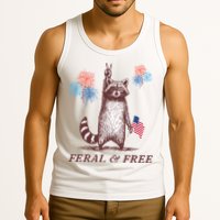 Feral & Free Funny Patriotic Racoon 4th July  Tank Top