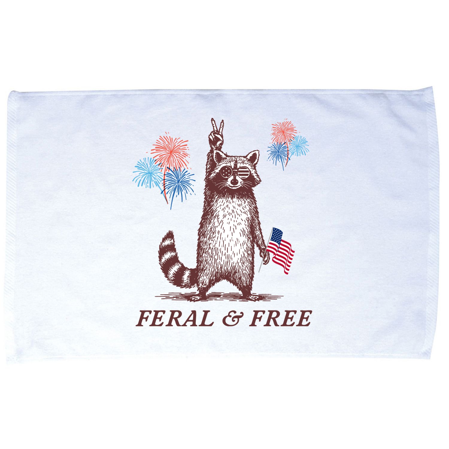 Feral & Free Funny Patriotic Racoon 4th July  Microfiber Hand Towel