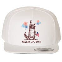 Feral & Free Funny Patriotic Racoon 4th July  Wool Snapback Cap