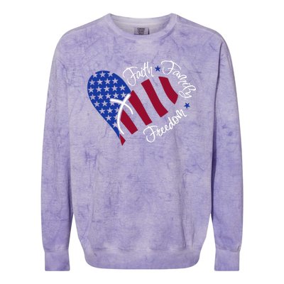 Faith Family Freedom USA Heart Colorblast Crewneck Sweatshirt