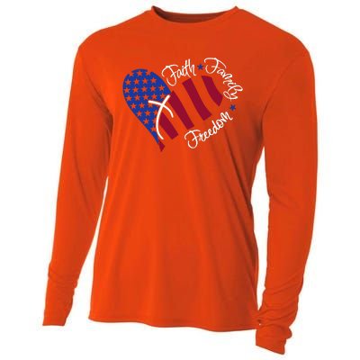 Faith Family Freedom USA Heart Cooling Performance Long Sleeve Crew