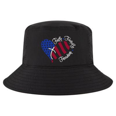 Faith Family Freedom USA Heart Cool Comfort Performance Bucket Hat