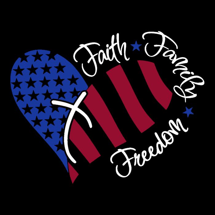 Faith Family Freedom USA Heart Drawstring Bag