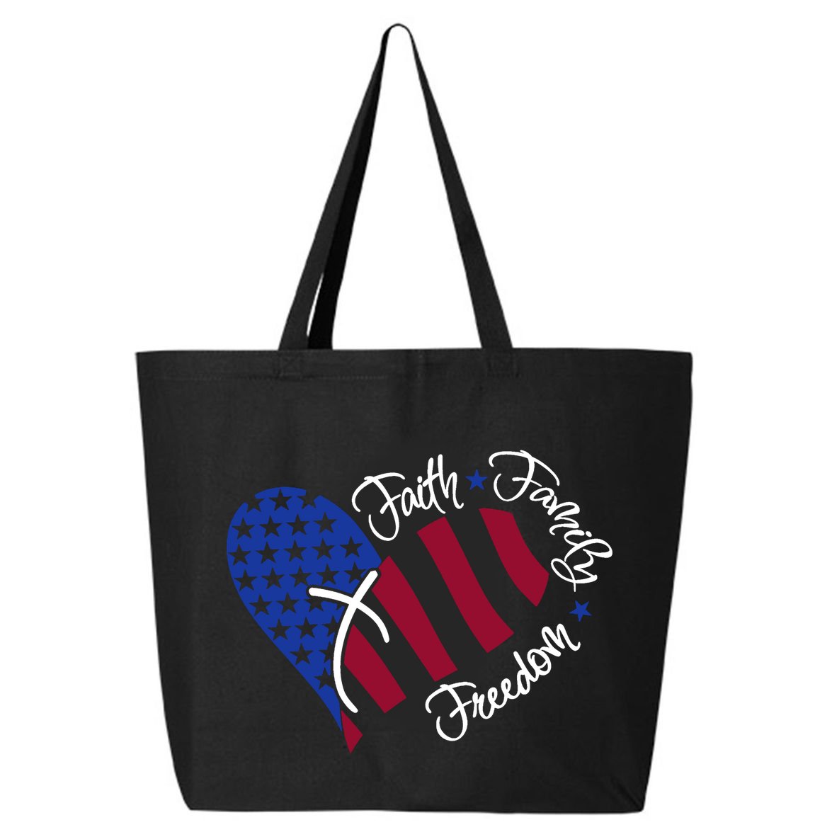 Faith Family Freedom USA Heart 25L Jumbo Tote