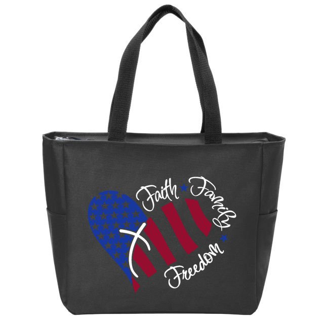 Faith Family Freedom USA Heart Zip Tote Bag