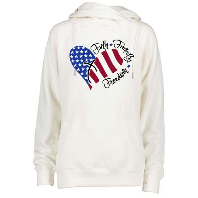 Faith Family Freedom USA Heart Womens Funnel Neck Pullover Hood