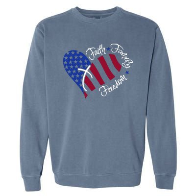 Faith Family Freedom USA Heart Garment-Dyed Sweatshirt