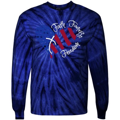 Faith Family Freedom USA Heart Tie-Dye Long Sleeve Shirt