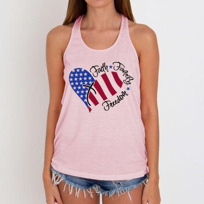 Faith Family Freedom USA Heart Women's Knotted Racerback Tank