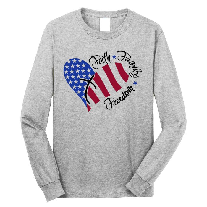 Faith Family Freedom USA Heart Long Sleeve Shirt