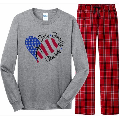 Faith Family Freedom USA Heart Long Sleeve Pajama Set