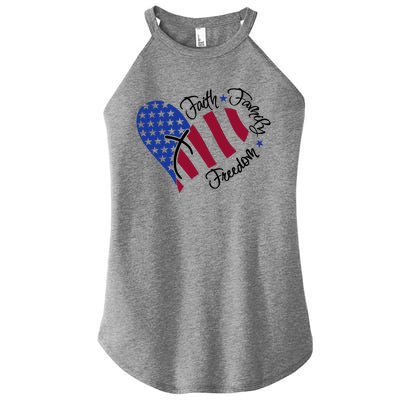 Faith Family Freedom USA Heart Women’s Perfect Tri Rocker Tank