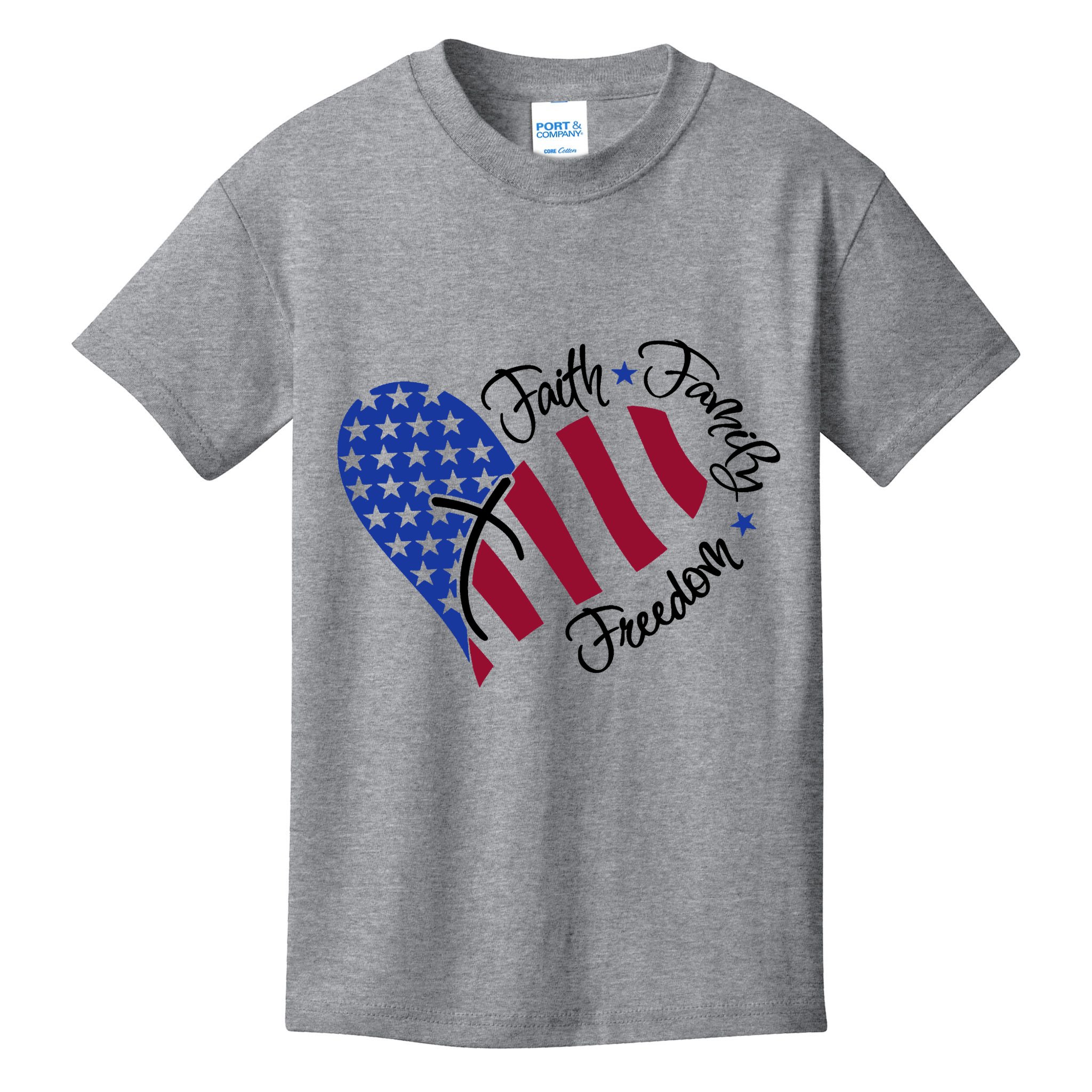 Faith Family Freedom USA Heart Kids T-Shirt