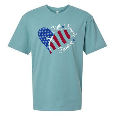 Faith Family Freedom USA Heart Sueded Cloud Jersey T-Shirt