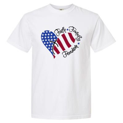 Faith Family Freedom USA Heart Garment-Dyed Heavyweight T-Shirt